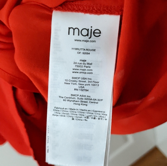 Maje Rutta Ruffled Crepe Mini Dress in Red S holiday - Picture 5 of 6